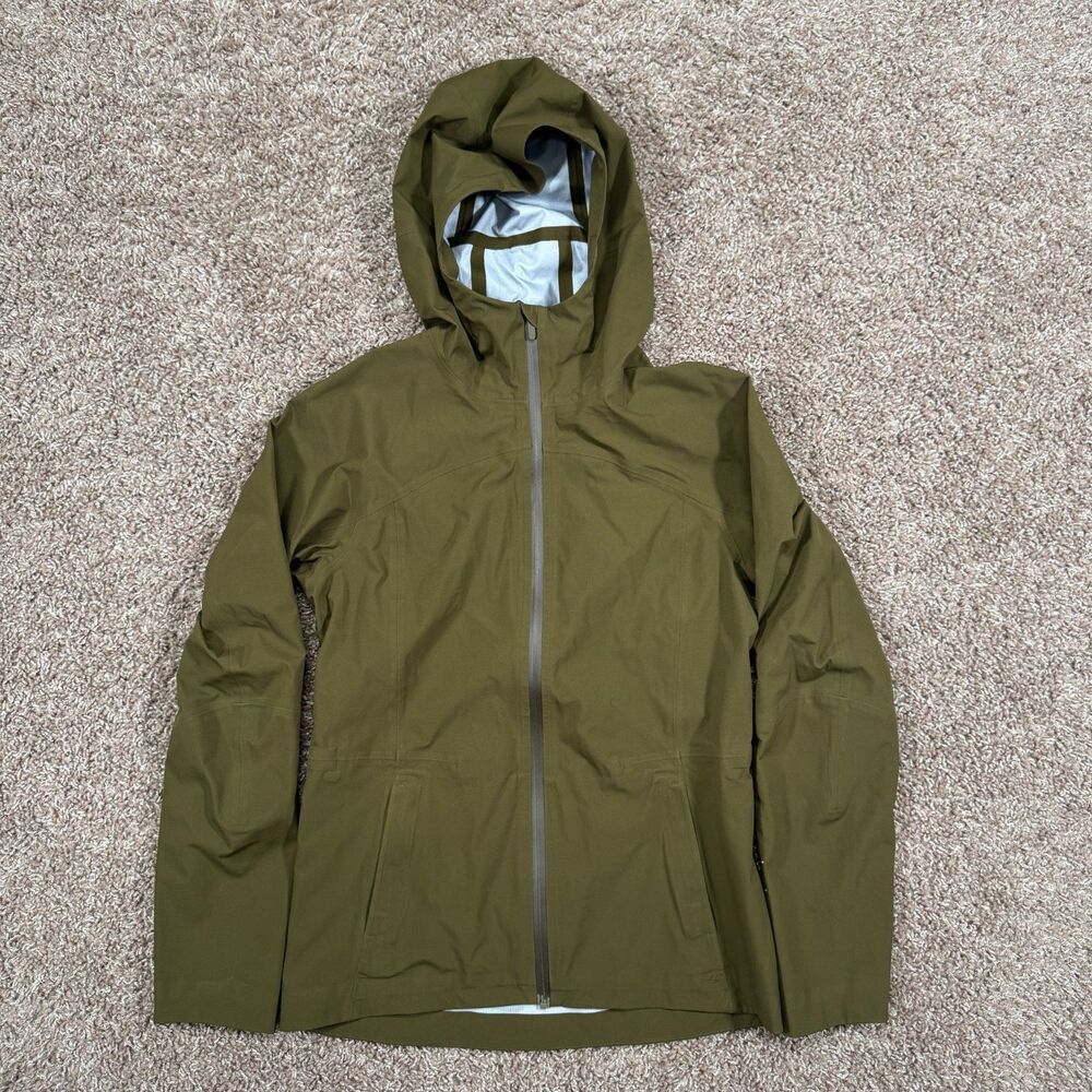 Lululemon Womens 4 Green Rain Rival Jacket Hooded Waterproof Full Zip Pockets